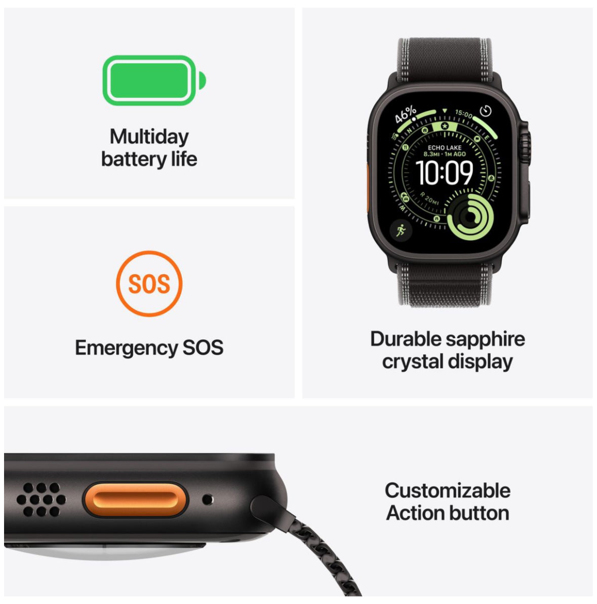 Apple Watch Ultra 3 GPS+Cell 49mm Black Titanium Case with Black Ocean Band