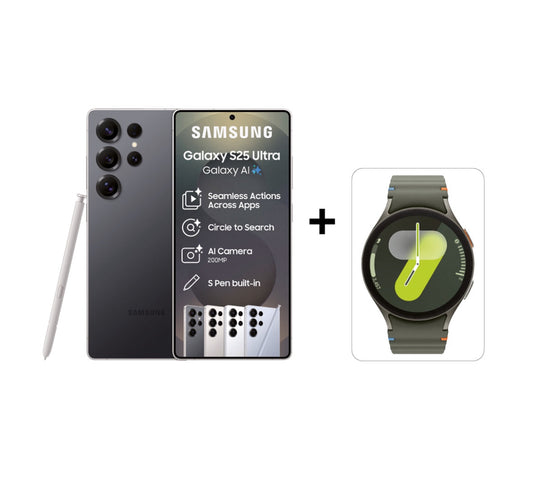 Samsung Galaxy S25 Ultra 5G 256GB DS - Titanium Black + Galaxy Watch7 44mm Green