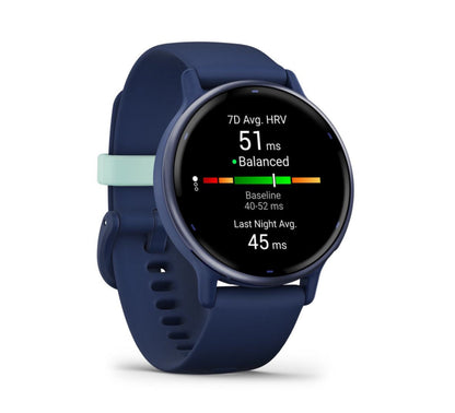 Garmin Vivoactive 5 - Metallic Navy Aluminum Bezel with Navy Case and Band