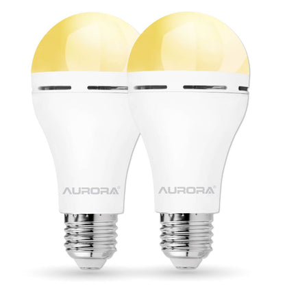 Aurora Emergency LED Light Bulb E27 | Rechargeable Backup 2 Pack